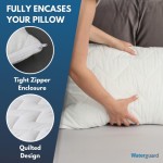 Waterproof Pillow Protectors, Quilted, with Zipper, 100% Cotton, with Microfiber Filling, for King Size Bed (20x30), Set of 2.